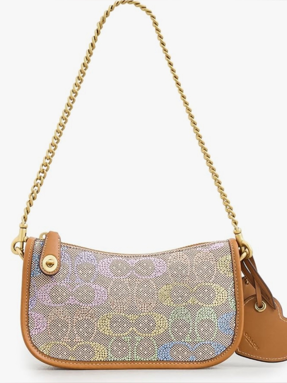 COACH Swinger Bag 20 Signature Crystal Jacquard Rainbow